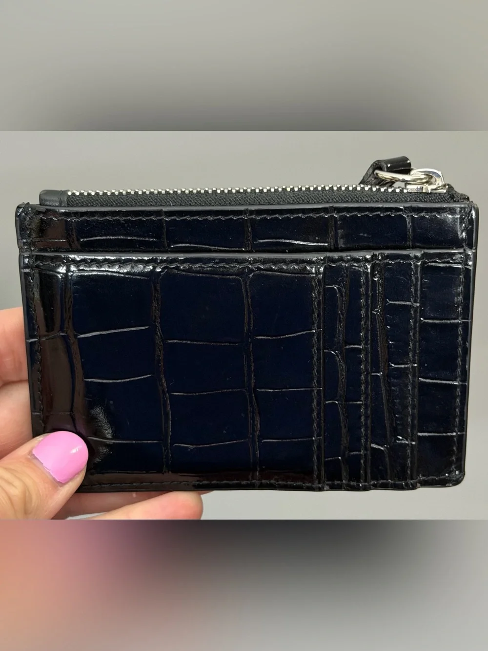Versace black croc medusa biggie zipper card holder - Picture 2 of 8